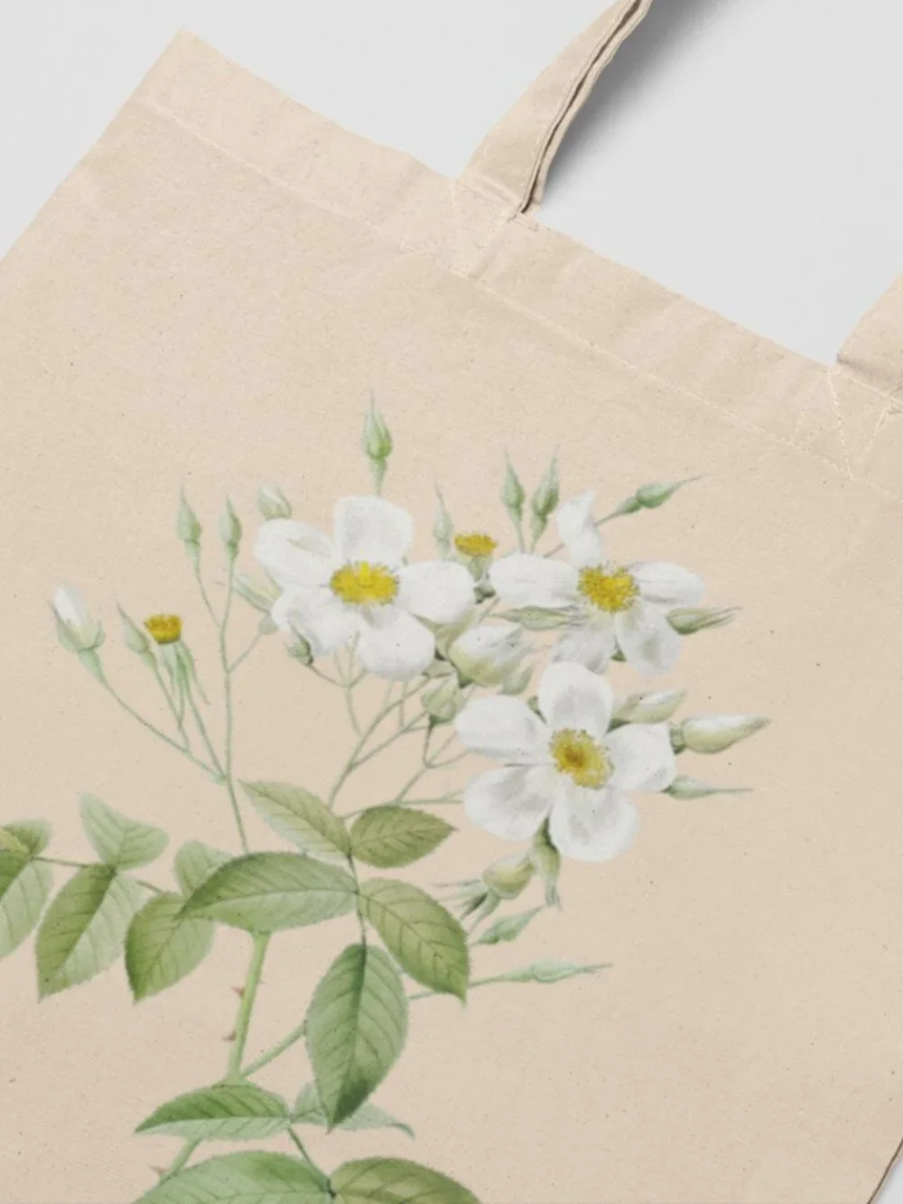Musk Rose Vintage Floral Print Graphic Canvas Tote Bag
